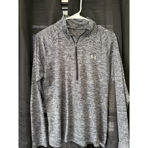Under Armour Womens LongSleeve Athletic Top Large Grey Quarter Zip